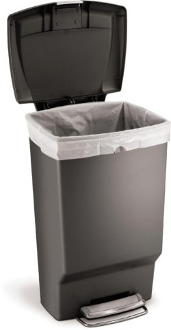 simplehuman - 45L Rectangular Plastic Pedal Bin - Grey